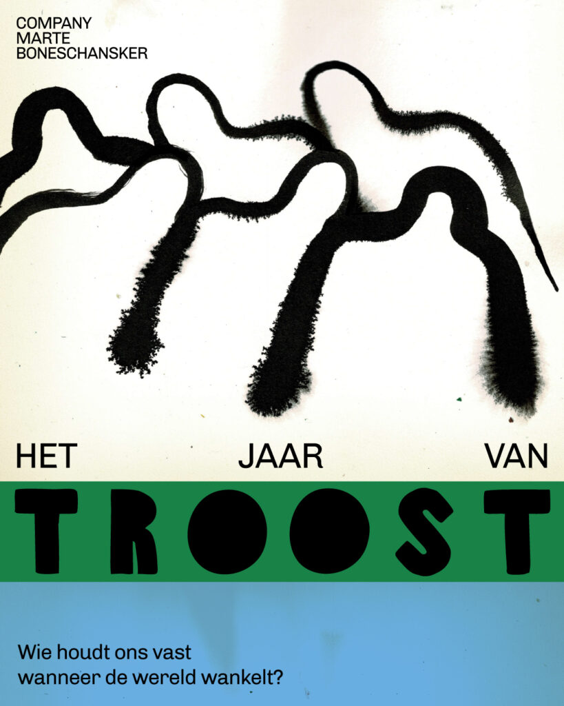 de flyer va Het Jaar van Troost. Wie houd on vast wanneer de wereld wankelt?